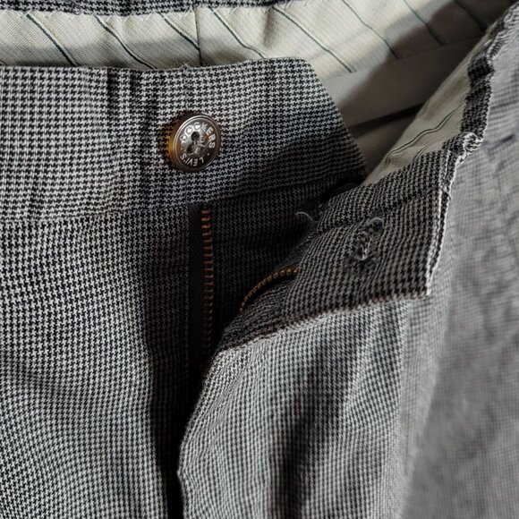 Dockers Herringbone Pants Brown Gray 34x32 Cuffs Zip Pleat VTG 90s Cotton USA - Picture 5 of 8